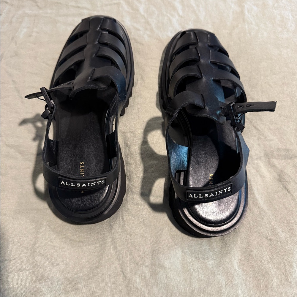 All Saints Black Fisherman Sandals - women’s - Size 41/11